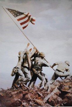 Unknown Artist USMC flag raising on Iwo Jima in WWii